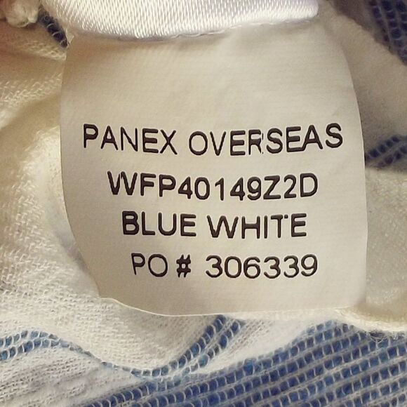 OUT FROM UNDER Swim Cover/Romper, L, White/Blue Stripes, Elastic Waist, Pockets - Picture 14 of 15